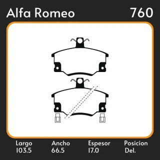 PASTILLAS DE FRENO  ALFA ROMEO 33 90/94 LAR. 103.5 ANC. 66.5 ESP. 17 POSC. DEL. GUARDADO (64) EQUIVALENCIAS FRAS LE PD/335-A LITTON 37820 MAZFREN 3036