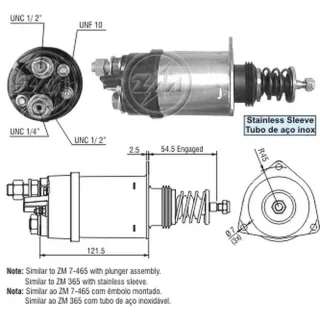 SOLENOIDE DELCO REMY 12V MASSEY FERGUSON 2360/ CUMMINS/ CATERPILLAR 41 MT CON PISTON Y TUBO DE ACERO