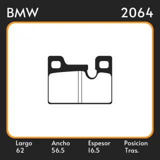 PASTILLAS DE FRENO  BMW 7 - SERIE SEDAN 725I-728-730-732-733-735-745 77-86 LAR. 62 ANC. 56.5 ESP. 16.5 POSC. TRAS. GUARDADO (23) EQUIVALENCIAS 3309