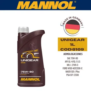 ACEITE TRANSMISION SINTETICO MANNOL 75W80 1L UNIGEAR CAJA (X20U) GL4/GL5 - PSA B71 2330