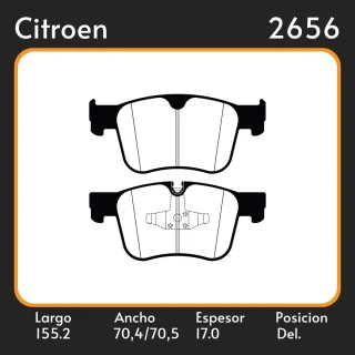 PASTILLAS DE FRENO CITROEN C4   PEUGEOT 3008 II 1.6 THP - HDI GT LINE 18/ LAR. 155.2 ANC. 70,50  70,40 ESP. 17 POSC. DEL. GUARDADO 1211  EQUIVALENCIAS