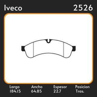 PASTILLAS DE FRENO  IVECO DAILY III 65 - C15 - C18 06/ LAR. 184.15 ANC. 64.85 ESP. 22.7 POSC. TRAS. GUARDADO 1035 EQUIVALENCIAS 3217 PD/201 1726 N/128