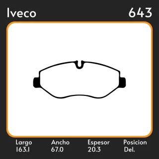 PASTILLAS DE FRENO  IVECO DAILY III 06/- LAR. 163.1 ANC. 67 ESP. 20.3 POSC. DEL. GUARDADO (879) EQUIVALENCIAS 3188  FRAS LE PD/189 FIMPEX 1522 LPR 05P