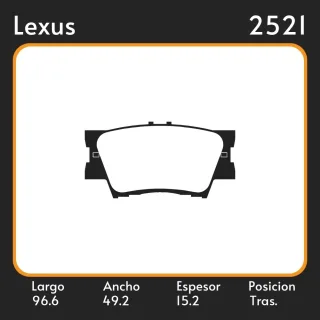 PASTILLAS DE FRENO  TOYOTA COROLLA-RAV- CAMRY 2.4L / 3.5  LAR. 96.6 ANC. 49.2 ESP. 15.2 POSC. TRAS. GUARDADO (862) EQUIVALENCIAS 4393 PD/753 05P1281 4