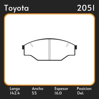 PASTILLAS DE FRENO  TOYOTA HILUX 1.8 4X2 83/94 - HILUX 4X4 94/ LAR. 142.4 ANC. 55 ESP. 16 POSC. DEL. GUARDADO (231) EQUIVALENCIAS 3074 PD/429 4315 05P