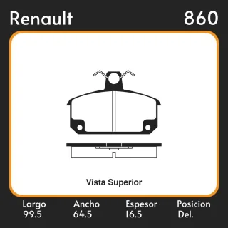 PASTILLAS DE FRENO COMPETICION RENAULT R-18 BERLINA/VARIABLE (04/78-07/86) LAR. 99.5 ANC. 64.5 ESP. 16.5 POSC. DEL. GUARDADO (303)