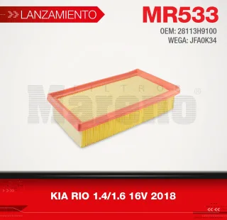 FILTRO AIRE KIA RIO 1.4/1.6 16V 2018 / WEGA JFA0K34 / OEM 28113H9100