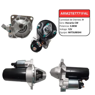 MOTOR DE ARRANQUE MITSUBISHI GM S10 2.8TD MWM 2001 EN ADEL 12V GIRO DERECHO 9 DIENTES M002T87771