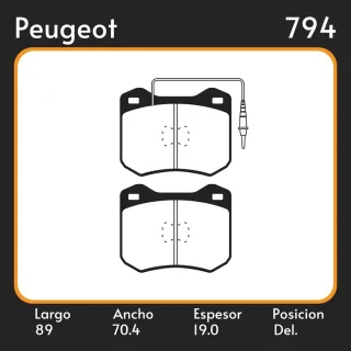 PASTILLAS DE FRENO  PEUGEOT 504 (07/68-12/89) LAR. 89 ANC. 70.4 ESP. 19 POSC. DEL. GUARDADO (185) EQUIVALENCIAS MAZFREN 3048 FRAS LE PD/361-A FIMPEX 1