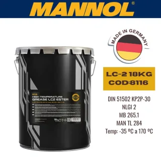 GRASA MANNOL LC2 (GRASA DE ALTA TEMPERATURA) 18KG TEMP: -35 ºC A 170 ºC CAJA (X1U)