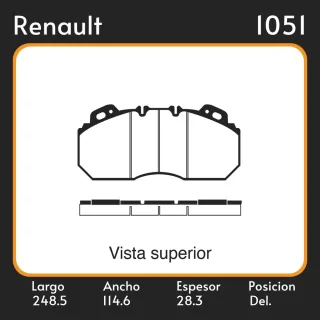 PASTILLAS DE FRENO RENAULT 385 420 430 520  VOLVO B 10 L 95/ - B 12 92/01 LAR. 248.5 ANC. 114.6 ESP. 28.3 POSC. DEL. GUARDADO (604) EQUIVALENCIAS 3154