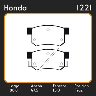 PASTILLAS DE FRENO  HONDA CIVIC 02/01 - INTEGRA 98/01 LAR. 88.8 ANC. 47.5 ESP. 15 POSC. TRAS. GUARDADO (83) EQUIVALENCIAS D537 FRAS LE PD/690 05P1014 