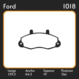 PASTILLAS DE FRENO  FORD TRANSIT (T ) (11/85-09/92) LAR. 139.3 ANC. 64.3 ESP. 19 POSC. DEL. GUARDADO (376) EQUIVALENCIAS 3079 PD/350 1030 05P481 38450