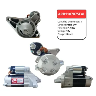 MOTOR ARRANQUE BOSCH TOYOTA COROLLA 1.6 1.8 NAFTERO 1996-2004 12V 1.1KW GIRO DERECHO 9 DIENTES 0001107075 0001107030 2280000940 455924 2810002040 2810