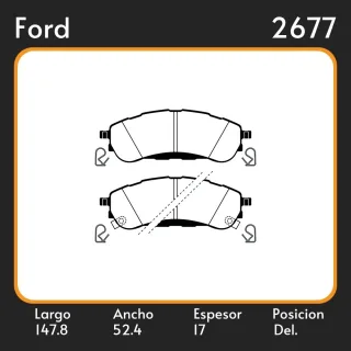 PASTILLAS DE FRENO FORD RANGER RAPTOR 2.0 - 3.2 TDCI 2015 / TRASERA / MEDIDAS L=147.8  A=52.4 E=17.00MM POS. (1249)