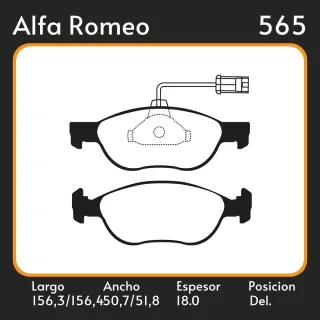 PASTILLAS DE FRENO  ALFA ROMEO ALFA 145/146 (930) (07/94-01/01) LAR. 156.3/156.4 ANC. 50.7/51.8 ESP. 18 POSC. DEL. GUARDADO (410)