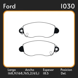 PASTILLAS DE FRENO  FORD TRANSIT (F ) BUS/VAN/FLATBED-CHASSIS (04/00-) LAR. 168.9/168.7 ANC. 65.2  65.1 ESP. 18.5 POSC. DEL. GUARDADO (621) 3110 PD/34