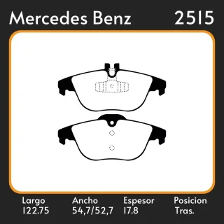 PASTILLAS DE FRENO  MERCEDES BENZ C-KLASSE (S204) LAR. 122.75 ANC. 54,7/52,7 ESP. 17.8 POSC. TRAS. GUARDADO (885) EQUIVALENCIAS PD/329 46250 4462