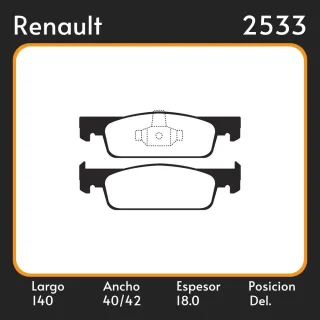 PASTILLAS DE FRENO  RENAULT  LOGAN II/SANDERO II/STEPWAY  LAR. 140 ANC. 40/42 ESP. 18 POSC. DEL. GUARDADO (1090) EQUIVALENCIAS 3245 PD/1433 22557 4810