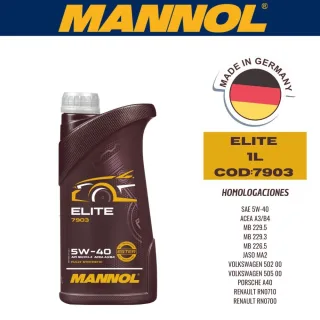 ACEITE SINTETICO MANNOL 5W40 1L ELITE CAJA (X20U) API SN/CH-4 - ACEA A3/B4