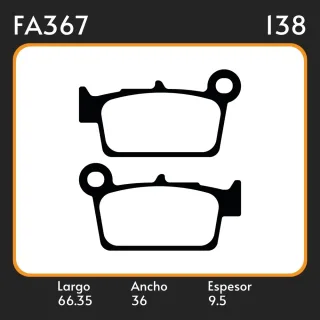 PASTILLAS DE FRENO  YAMAHA  YZ 125-250 / SUZUKI RM 125 / KAWASAKI KX 125 - 250 LAR. 66.55 ANC. 36 ESP. 9.5 POSC. TRAS. GUARDADO FA 367