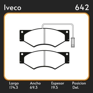 PASTILLAS DE FRENO  IVECO DAILY 50.12. 59.12 TURBO LAR. 174.3 ANC. 69.3 ESP. 19.5 POSC. DEL. GUARDADO (536) EQUIVALENCIAS MAZFREN 3122 FRAS LE PD/339-
