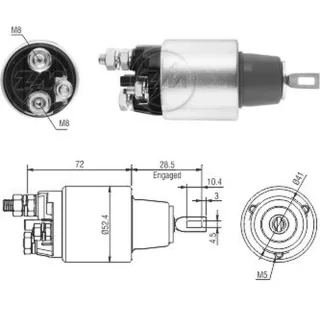 SOLENOIDE PARA ARRANQUE IVECO DAILY  35S14-45S17-55C17-70C17 TENSION 12V EQUIVALENCIAS  2339305231