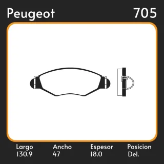 PASTILLAS DE FRENO  PEUGEOT 206 1.0 01/- 206 1.4 05/ - 206 1.6 01 /FLEJE CHAPA LAR. 130.9 ANC. 47 ESP. 18 POSC. DEL. GUARDADO (692) EQUIVALENCIAS FRAS