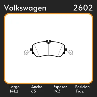 PASTILLAS DE FRENO  VOLKSWAGEN  AMAROK V6 3.0 TDI 2016 LAR. 141.2 ANC. 65 ESP. 19.3 POSC. TRAS. GUARDADO 1204 EQUIVALENCIAS PD/1550  50900
