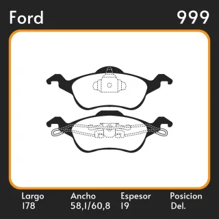 PASTILLAS DE FRENO  FORD FOCUS 99/ - FOCUS HATCH 99/04 LAR. 178.0/178.0 ANC. 58.1/60.8 ESP. 19 POSC. DEL. GUARDADO (539) FRAS LE PD/442 LITTON 38970 M